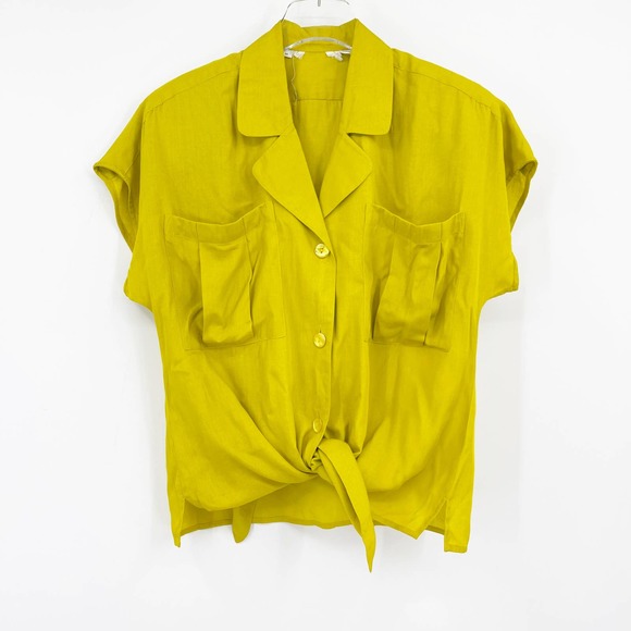 VINTAGE Mustard Yellow Button Up Blouse - Picture 11 of 11